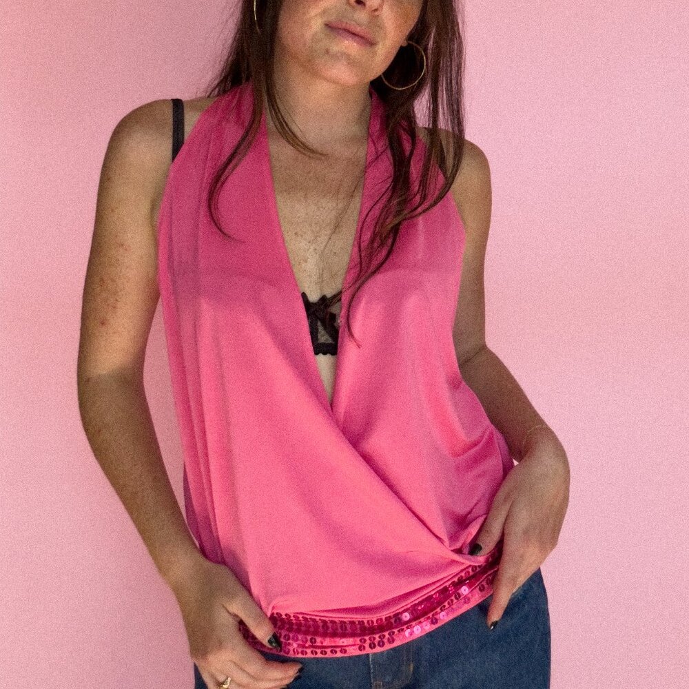 Y2K BOSTON PROPER SEQUIN BLOUSE